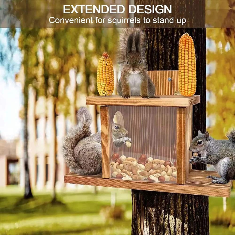 Wildlife Garden Squirrel Feeder House Box with Feeding Platform & Lift Up Lid UK