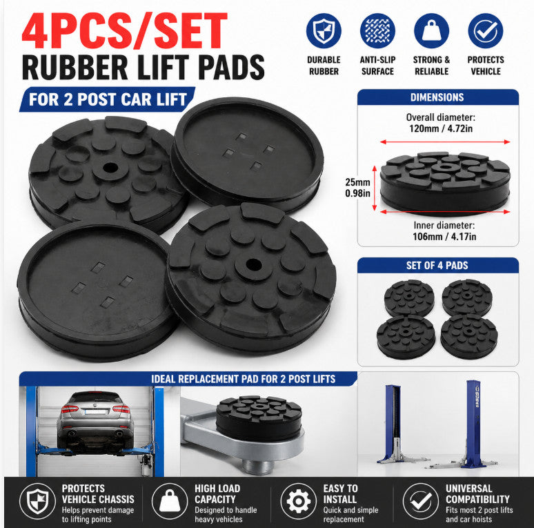 4Pcs 120mm Replacement Rubber Pads For Ravaglioli Two Post Lift Ramp