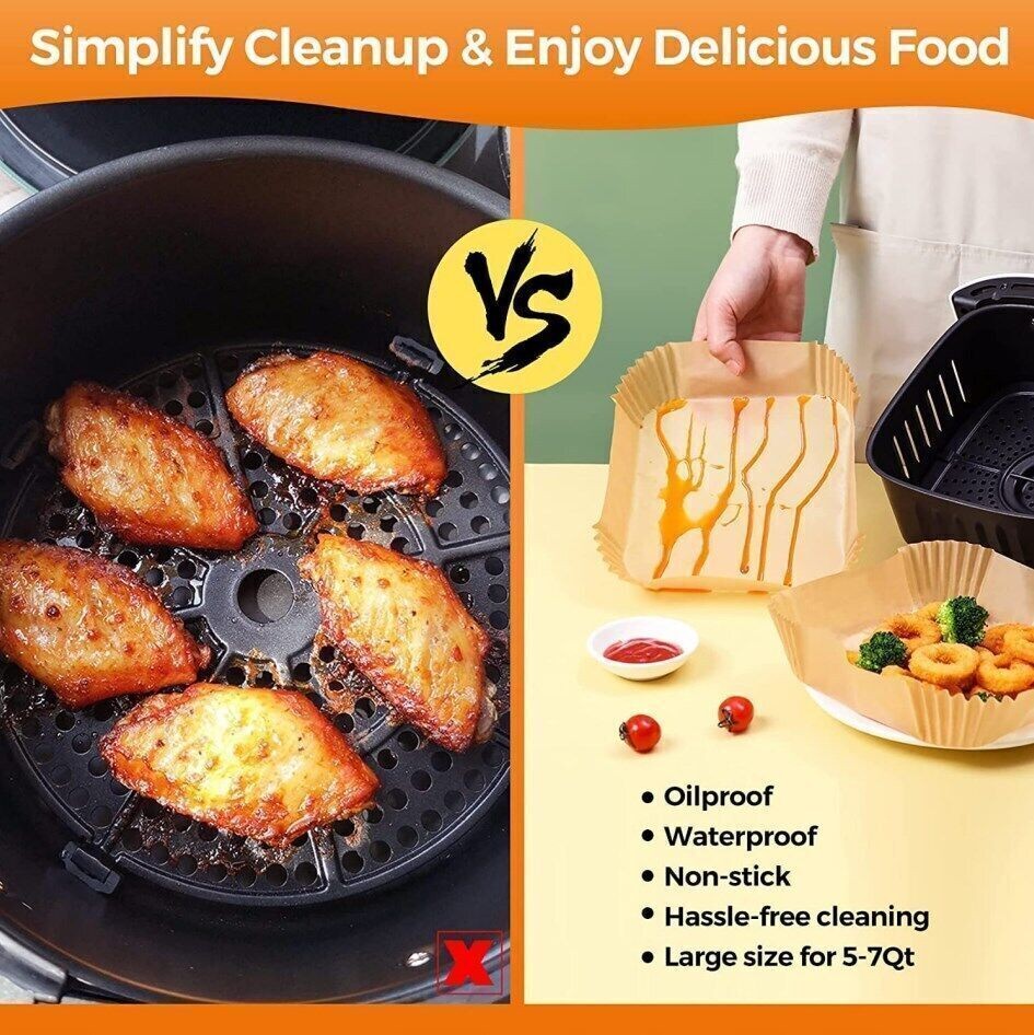100x Air Fryer Paper Liners Disposable Non Stick Baking Parchment UK Seller