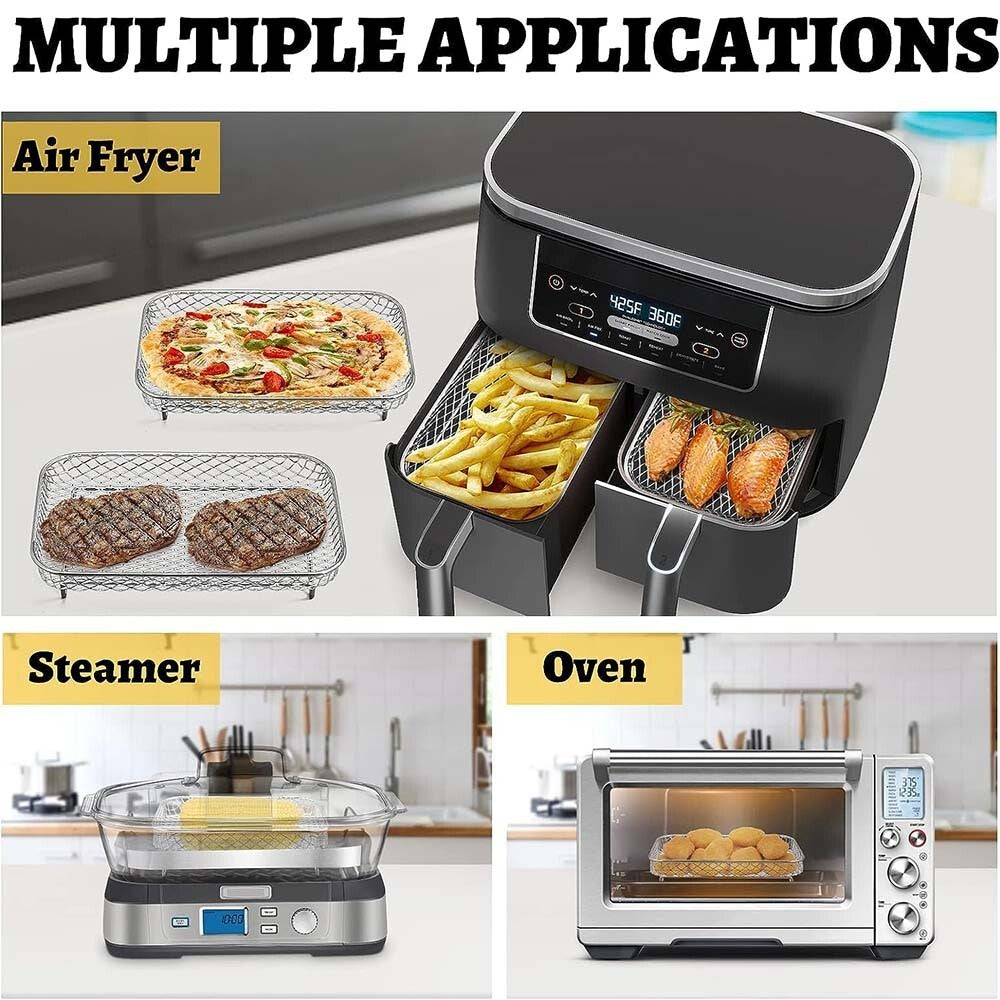 Rectangle Air Fryer Rack Accessories for Ninja Dual Air Fryer AF300UK AF400UK