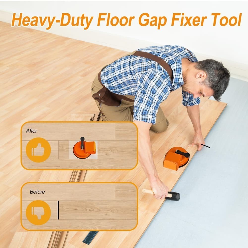 Floor Gap Fixer Tool Plank Grabber with Suction Cup & 3 Pads Floor Gap Repair