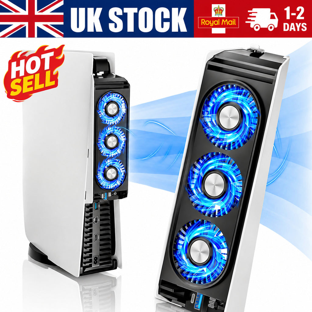 LED Turbo Cooling Fan for PS5 PlayStation 5 Console, 2 speed, USB 3.0 UK Seller