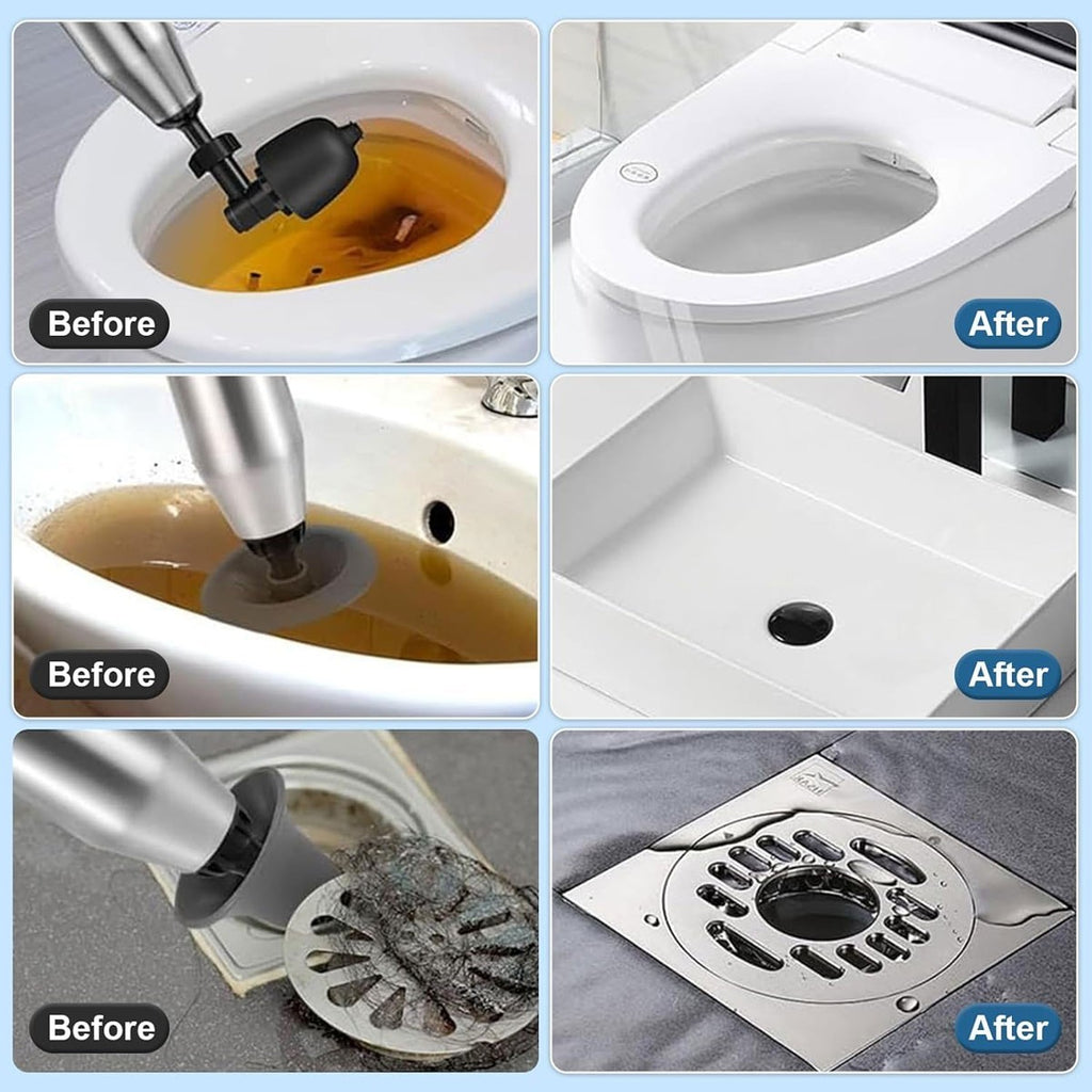 Stainless Steel Toilet Plunger Kit Drain Buster Drain Unblocker For Sink/Toilet