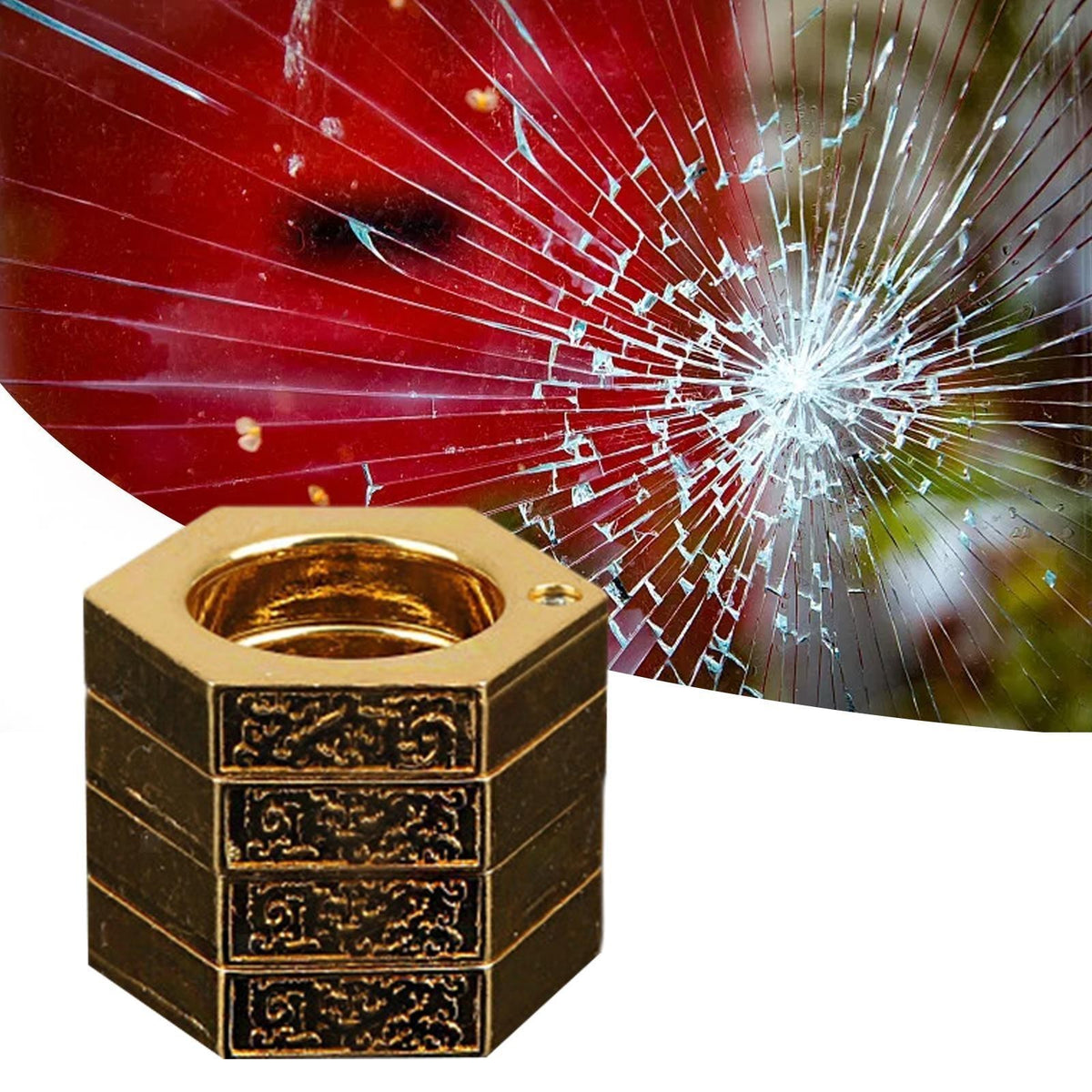 4 Set Hexagon Round Retro Outdoor/Safe 4-Finger Ring for Outdoor Camping
