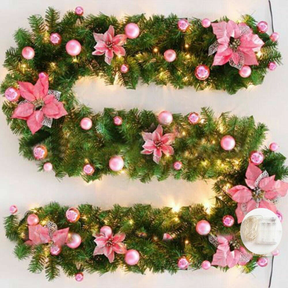9ft Christmas Garland Decorations Fireplace Stair Artificial Wreath Bushy Pine