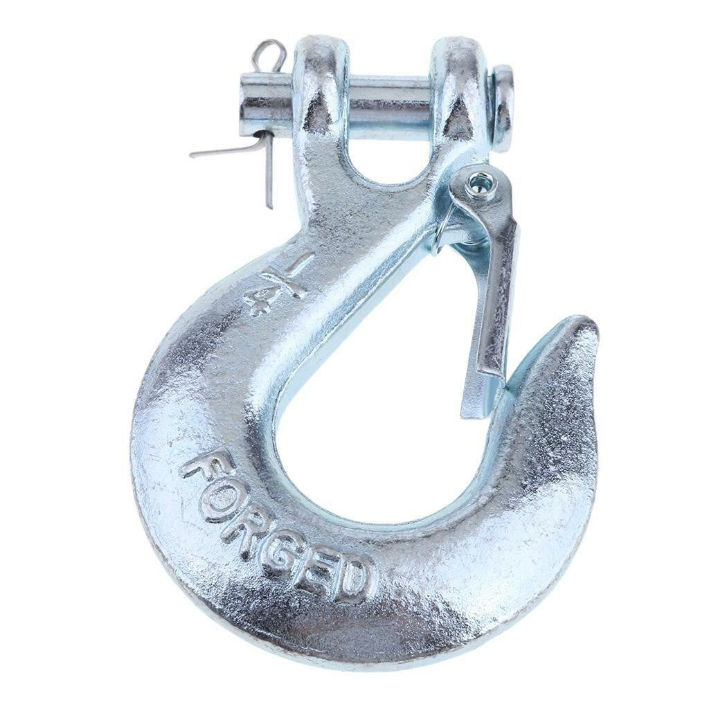 1/4 Inch Winch Replacement Hook with Latch for Trailer ATV Boat Towing