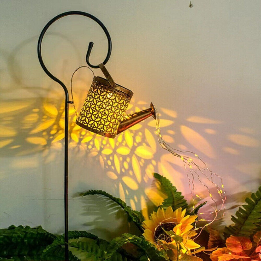 Outdoor LED String Lights Solar Lamp Garden Hollow Kettle Shower Landscape Light