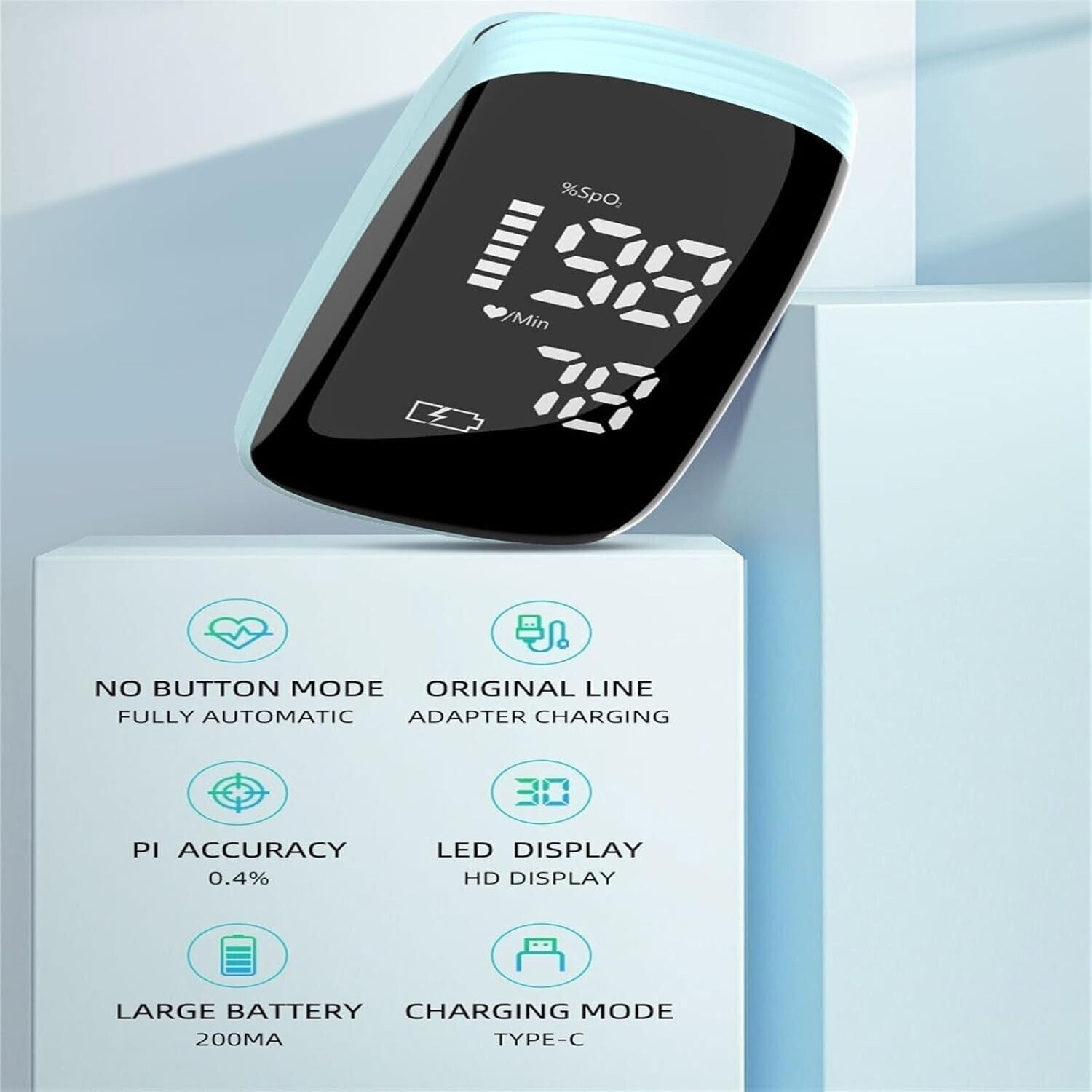 Rechargeable Finger Pulse Oximeter LED Blood Oxygen SpO2 Monitor Heart Rate New