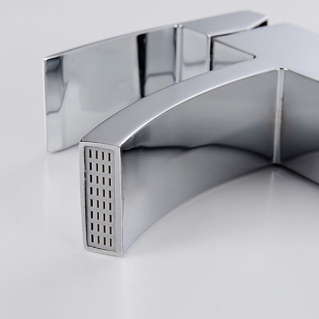 Waterfall Bathroom Sink Tap Cloakroom Basin Mixer Chrome Mono Faucet + Waste Set