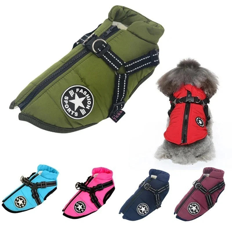 UK Pet Dog Vest Puppy Dog Autumn Winter Warm Padded Coat Harness Zip Jacket