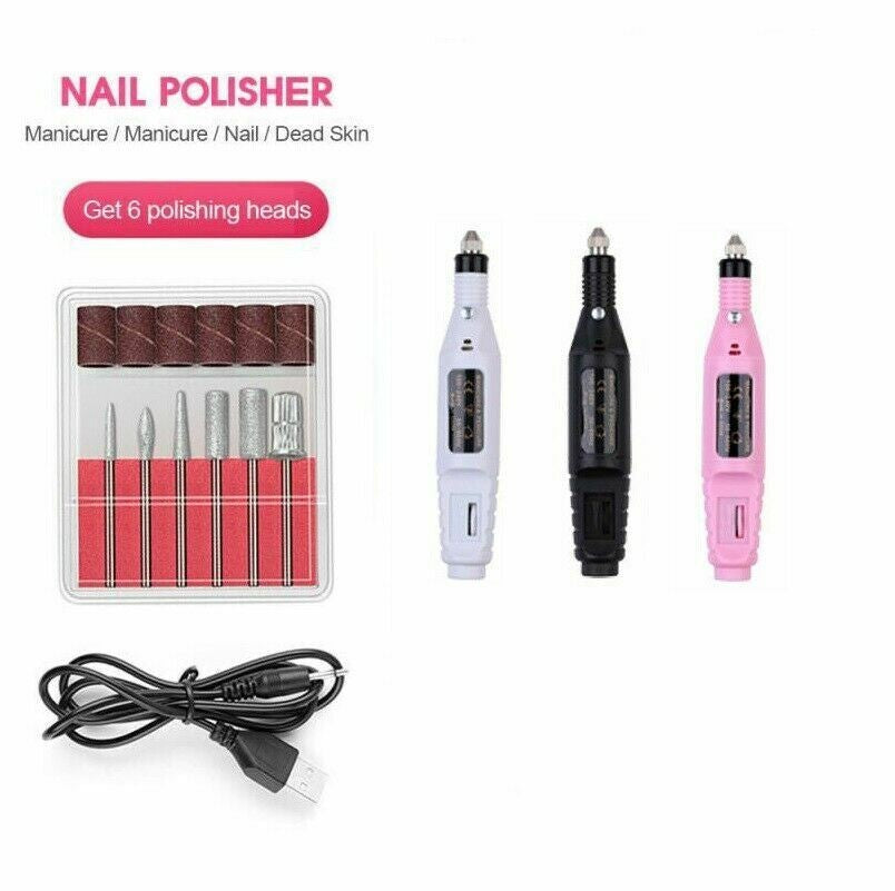 UK Electric Machine Manicure Nail Drill Set Pedicure Portable Nail Buffer File