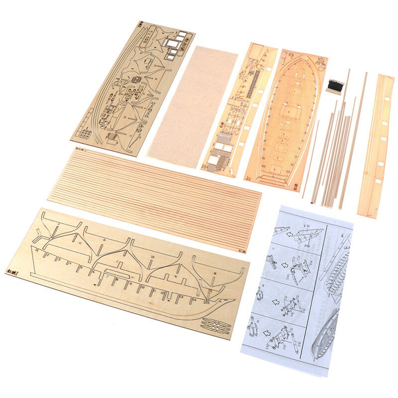1:100 Halcon Wooden Sailing Boat Model DIY Kit Ship Assembly Decoration