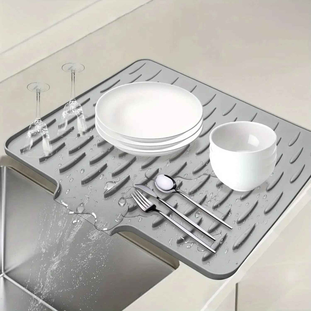 Silicone Drying Mat Sink Protector Dish Draining Mat Non-Slip Rubber Kitchen Pad