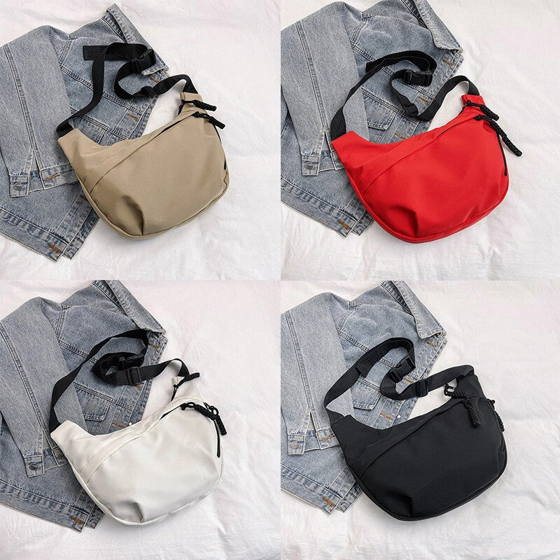 Women Half Moon Shape Casual Nylon Dumpling Bag Crossbody Bag Chest Bag
