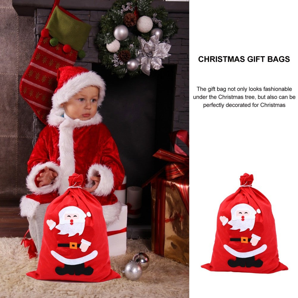 Santa Claus Christmas Gift Bag Reusable Drawstring Present Pouch Red