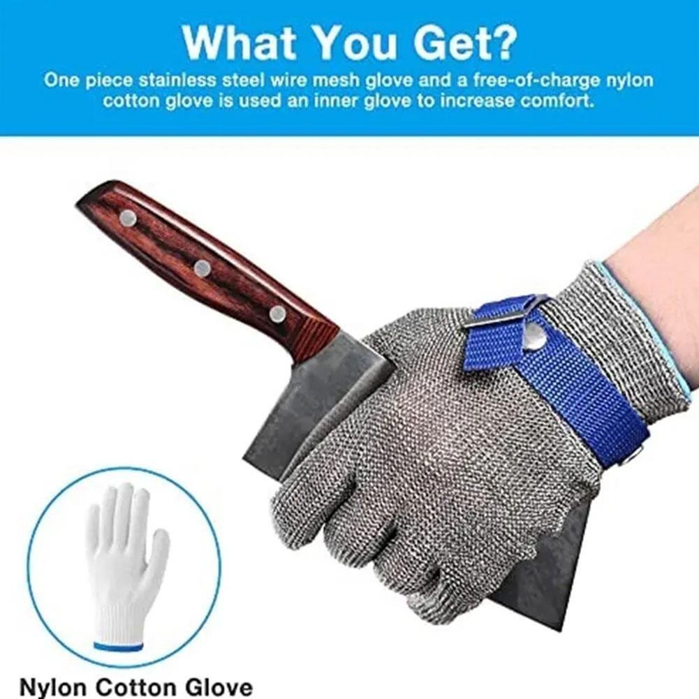 Stainless Steel Mesh Protective Glove Cut Resistant Chain Mail Work Safety•
