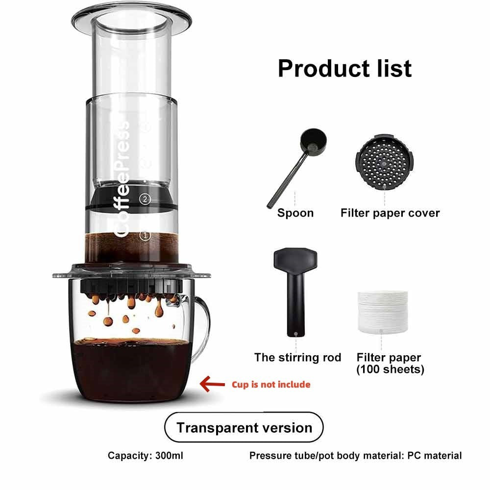 AeroPress Clear Coffee Press 3-In-1 Brew Method Combines French Press For Travel