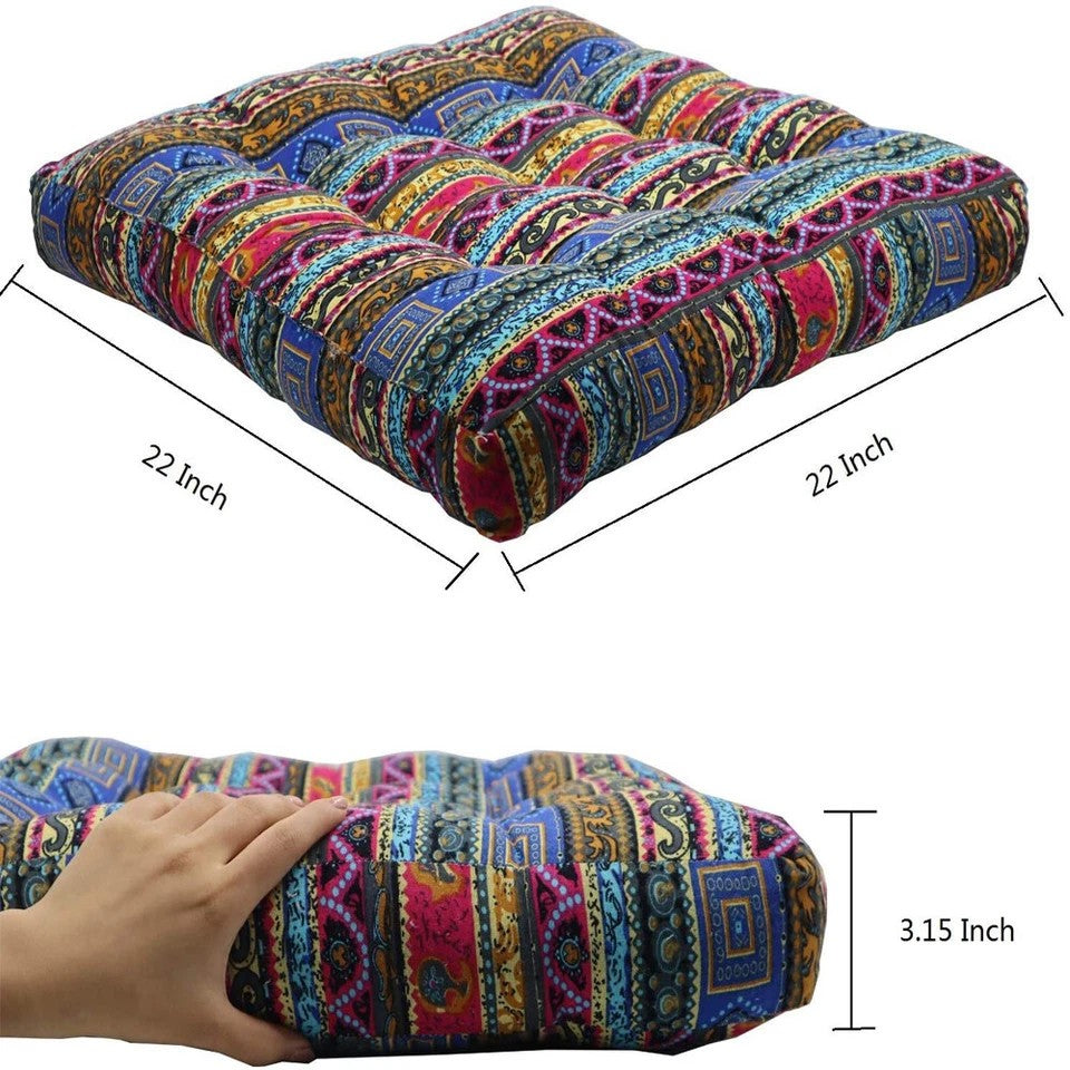 Indian Large Floor Cushion Square Meditation Yoga Seating Cushion Cotton Linen