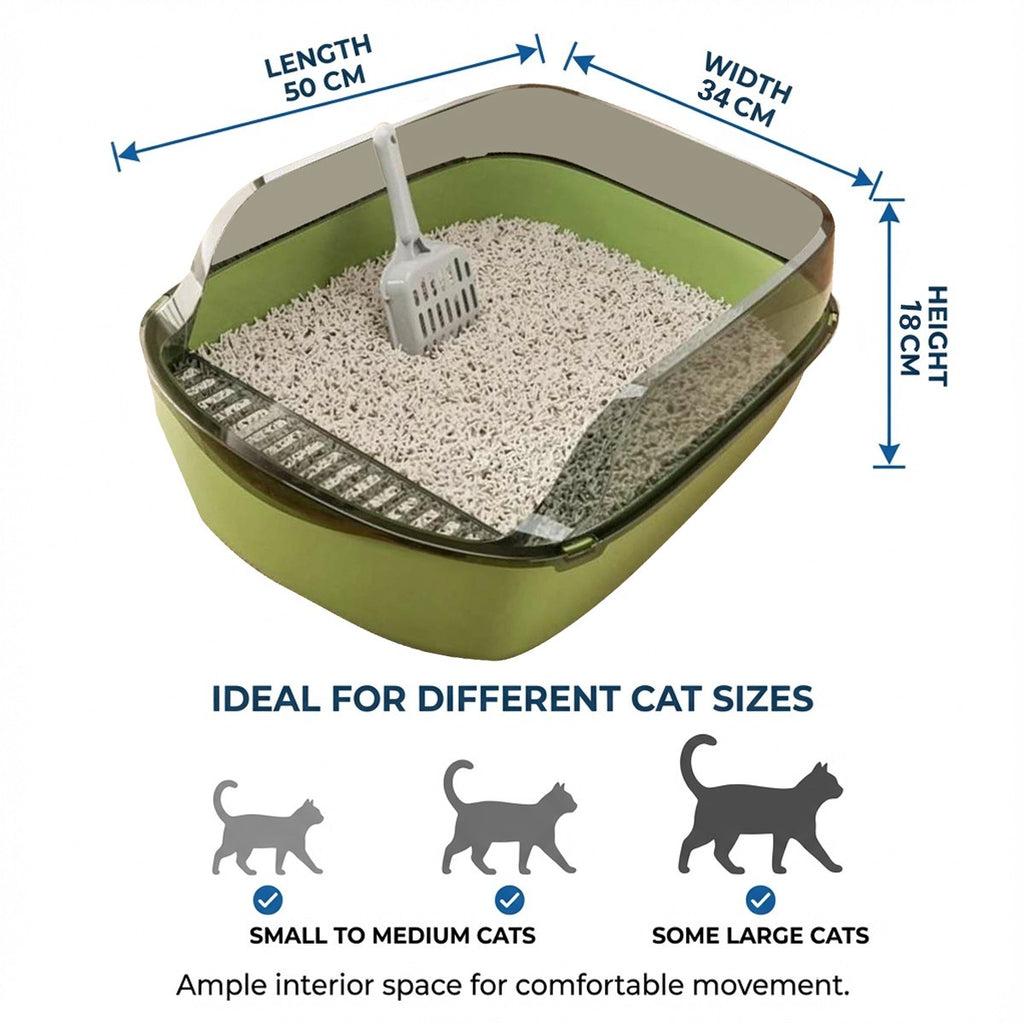 New Medium Large Open Cat Litter Tray High Side Kitty Toilet Box Indoor Pet Pan