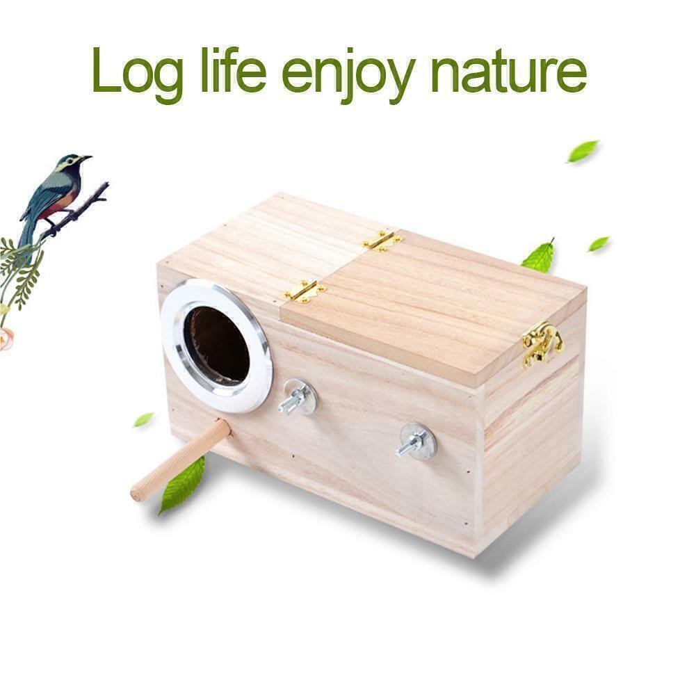 Bird Breeding Box Cage Nest Wooden Nesting House For Budgie Lovebirds Parrots