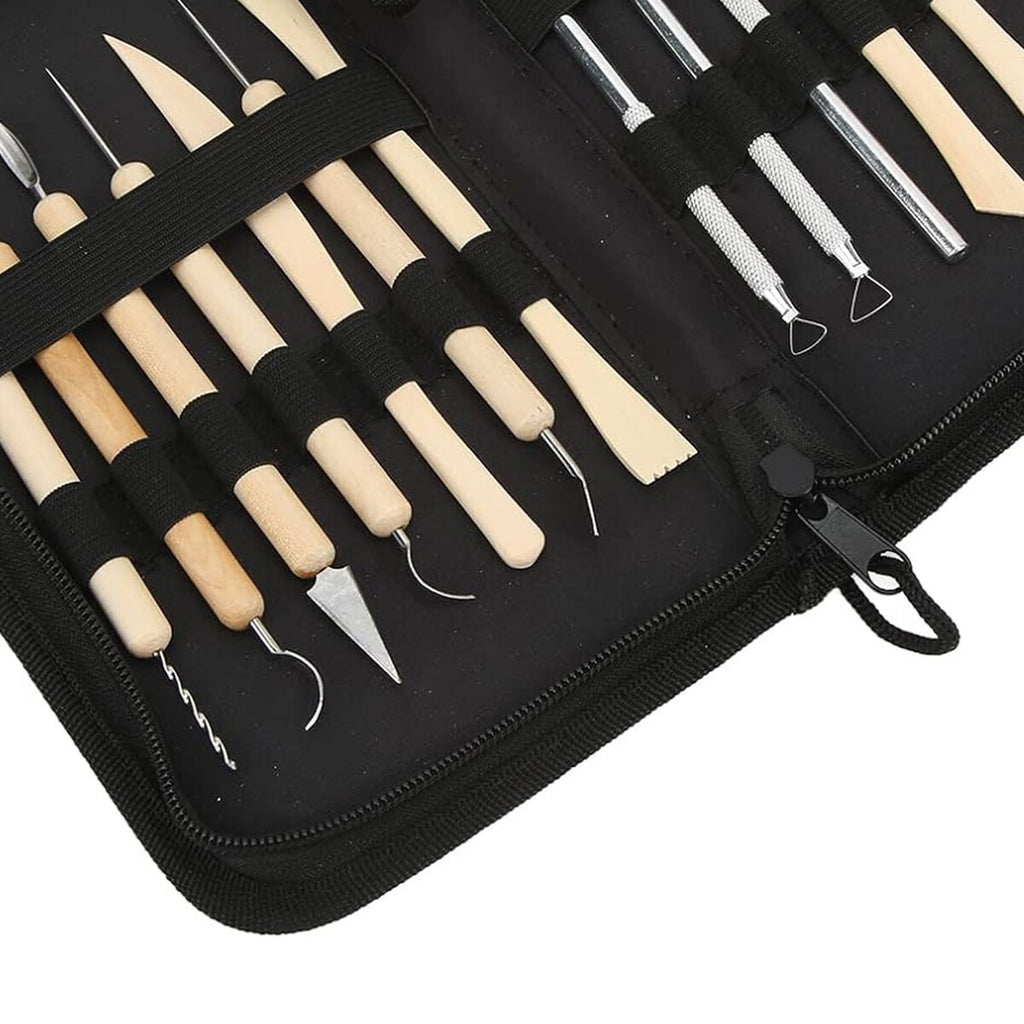 14Pcs Pottery Sculpting Tool Wood and Metal Modelling Clay Complete Tools Set
