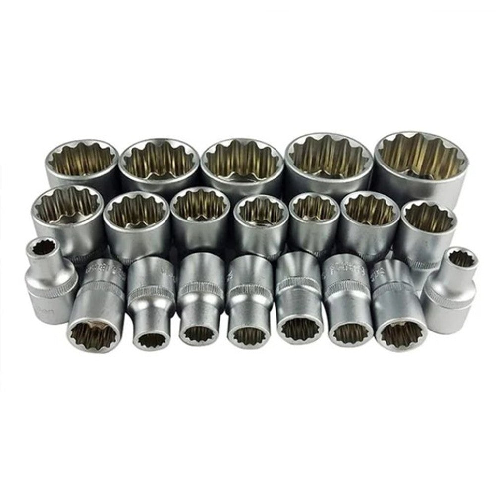 CR-V 21Pcs 1/2 Inch Drive 12pt Spline Metric Socket 8-36mm Universal Set