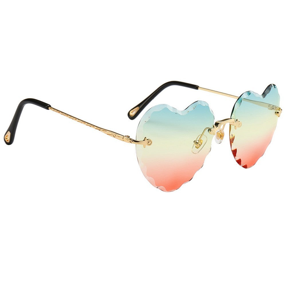 Sunglasses Miss Man Heart Shaped Rimless Ausgefallene Sonnenbrille Damenbrille