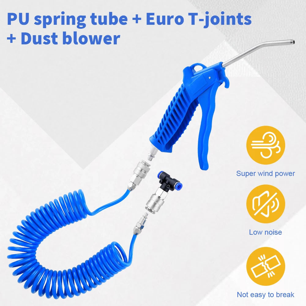 Air Duster Blow Gun 5m Recoil Hose Pipe Car Truck Lorry Dust Blower Clean