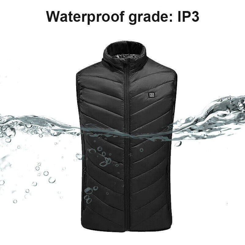 USB Men Electric Heated Vest Jacket 9 Zone Warm Up Heating Pad Cloth Body Warmer