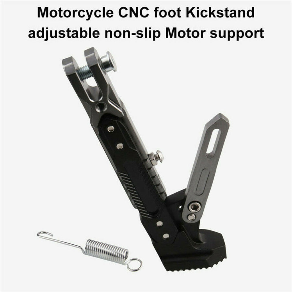Black/Titanium CNC Adjustable Side Tripod Holder Foot Kick Stand For Motorcycle