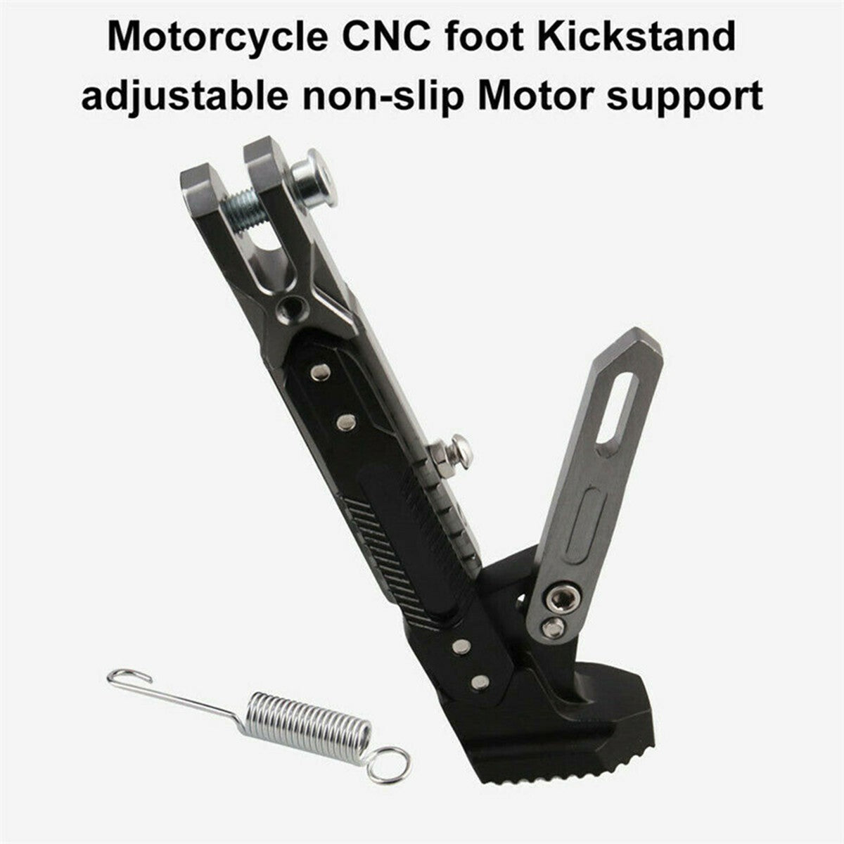 Black/Titanium CNC Adjustable Side Tripod Holder Foot Kick Stand For Motorcycle