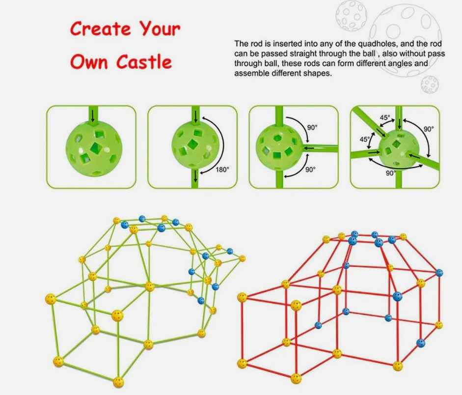 DIY Gift Fort Building Build Your Own Den Kit Present Children Set Tent