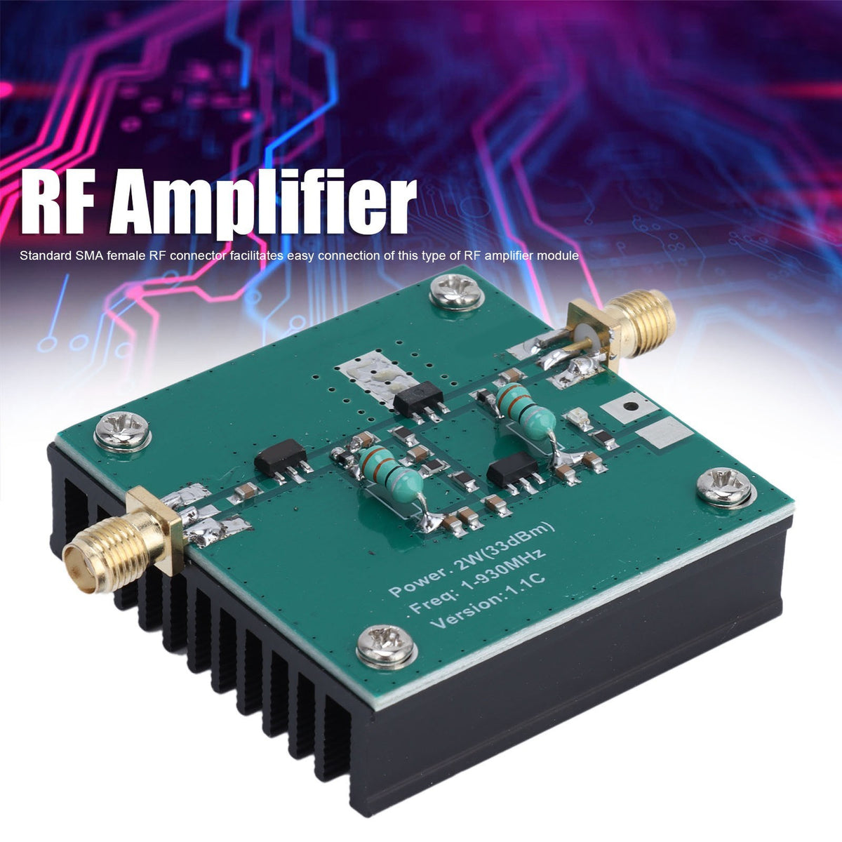 RF Amplifier Good Cooling RF Power Amp Module DC12V 1‑930MHz Frequency For