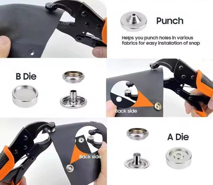 176X Heavy Duty Snap Fasteners Pliers Press Studs Kit Leather Button Tool UK