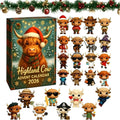 3D Highland Cow Advent Calendar 2026 Christmas Decoration,24-Day Surprise Box