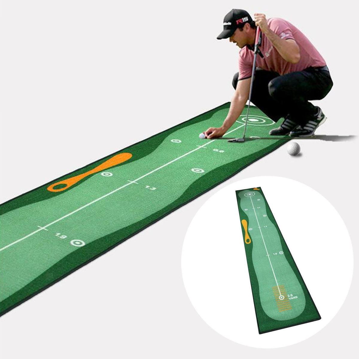 Golf Putting Mat  Practice Alignment Adjustable Golf Mat for Outdoor