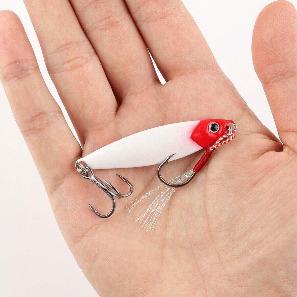 10X 25g Spinner Lure Mackerel Bass Cod Pike Sequins Sea Fishing Treble Hooks