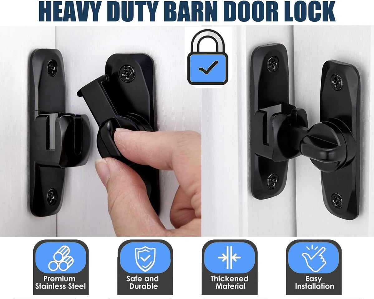 Flip Door Latch, 90/180 Degree Barn Door Gate Latches Lock, Right Angle Door Loc