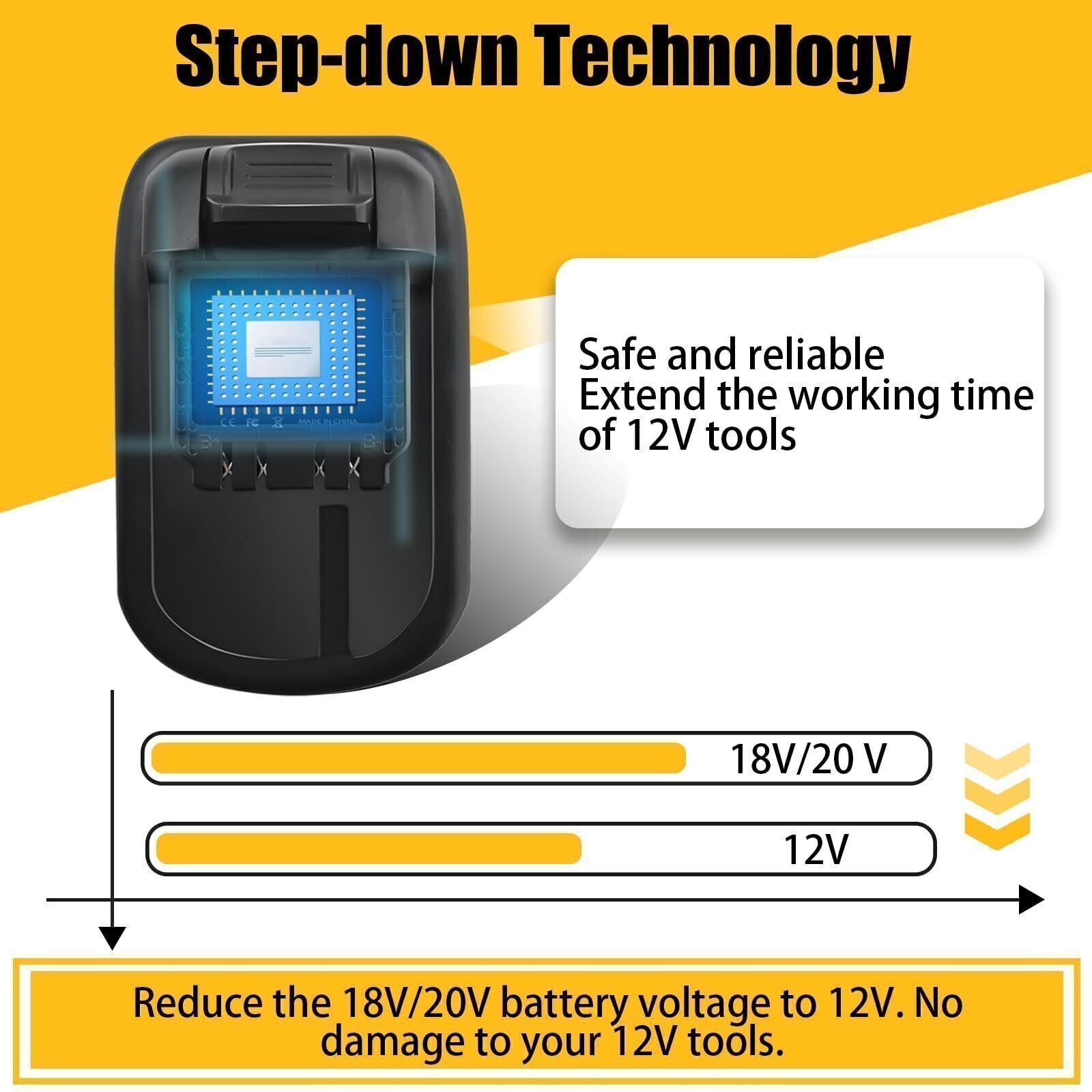 DM18DW12 Adapter For Dewalt 18V/20V Max Battery Convert to Dewalt 12V Max Li-ion