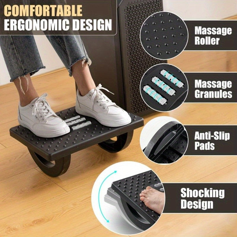 Rolling Massage Ergonomic Foot Stool  Under Desk Rocker Leg Rest for Office Use