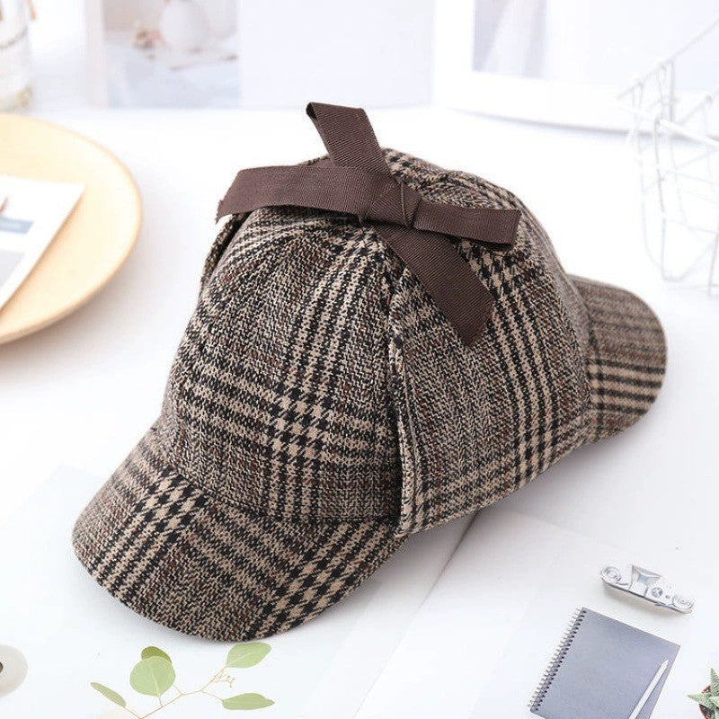Men Sherlock Holmes Deerstalker Cap Cap Cap Wool Blend Hat Cap