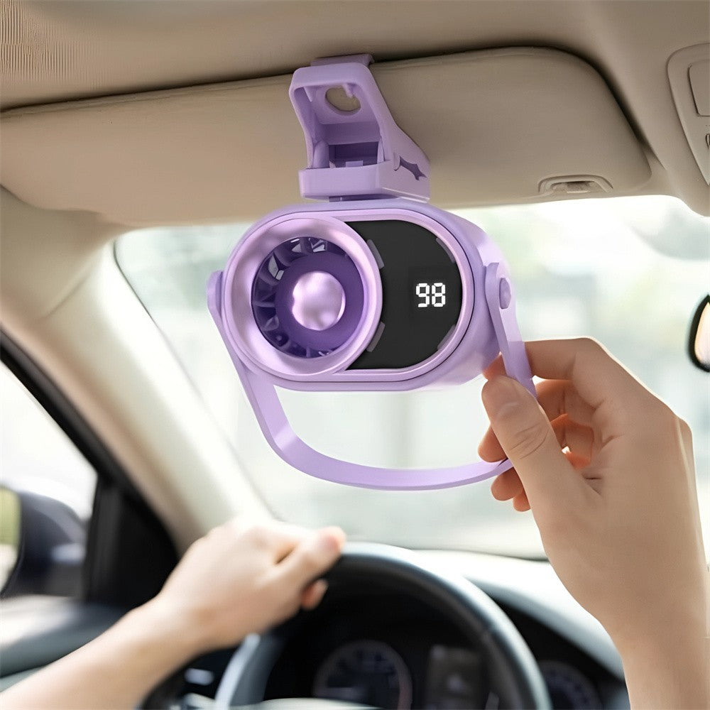 Smart LED Turbo Fan–Lightweight Portable,Real-Time Speed for Car, Office & Camp