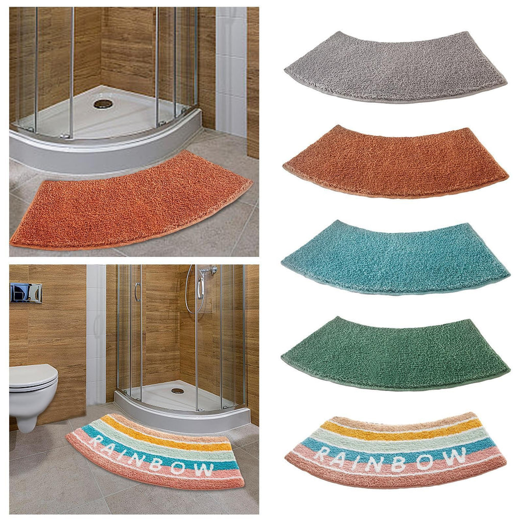 Curved Shower Mat Bathroom Mat Non-Slip Foot Rug Plush Bath Mat Curved Bath Mat