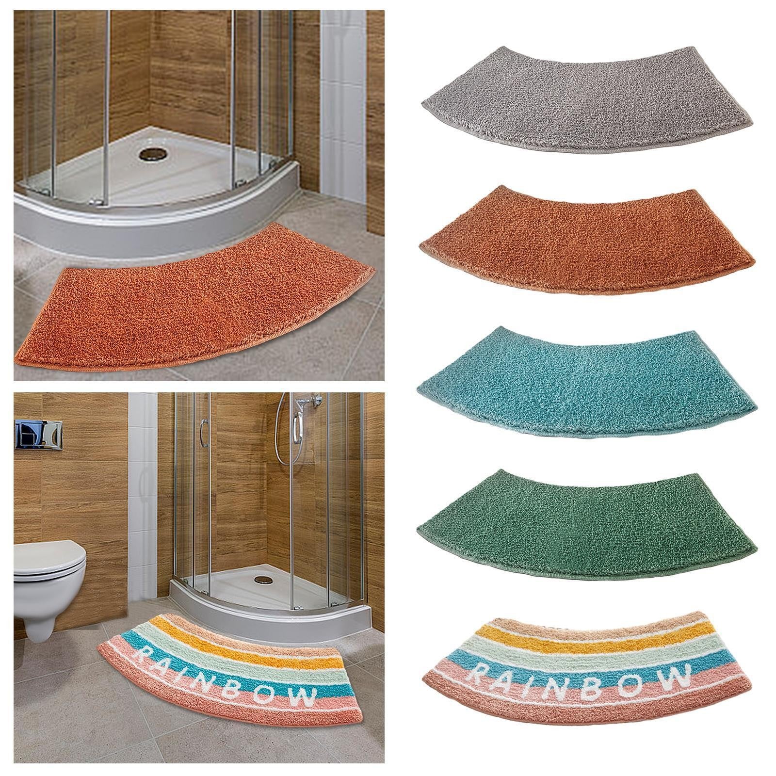 Curved Shower Mat Bathroom Mat Non-Slip Foot Rug Plush Bath Mat Curved Bath Mat