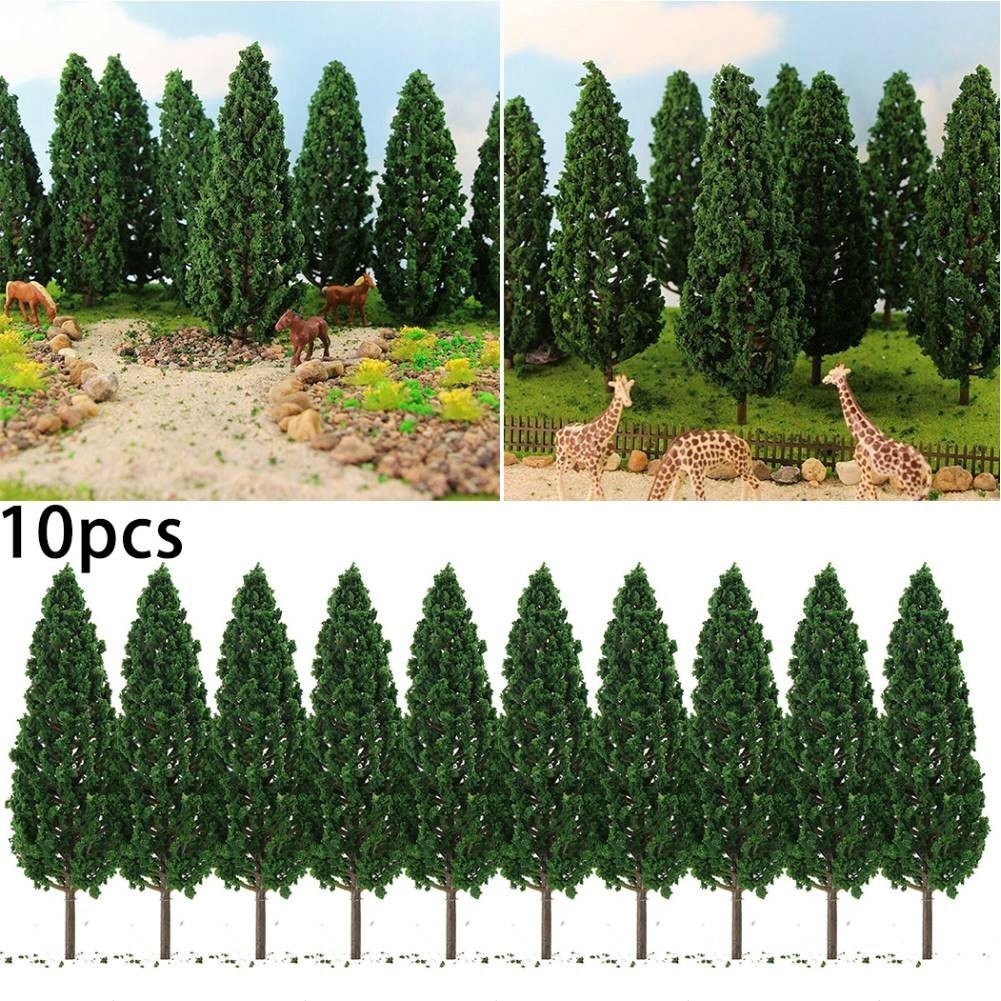 10Packs Model Pine Trees Green Plastic For O G Scale Railway Scenery Layout 15cm
