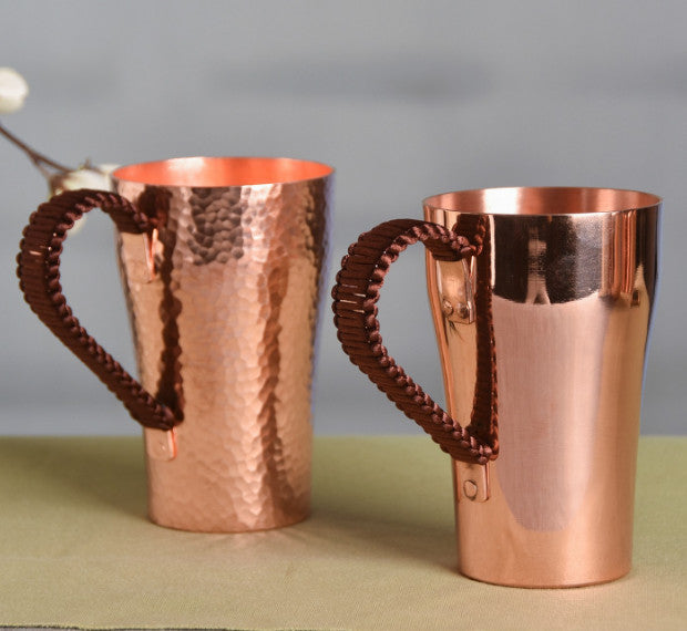Handmade Copper Coffee Mug Pure Copper Cup Portable with Handle 400ml Water