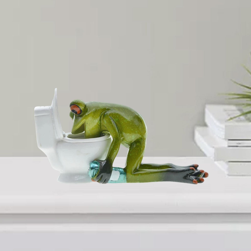 Frog Figurine Sculpture Gift Funny Resin Ornament Handmade Art Animal