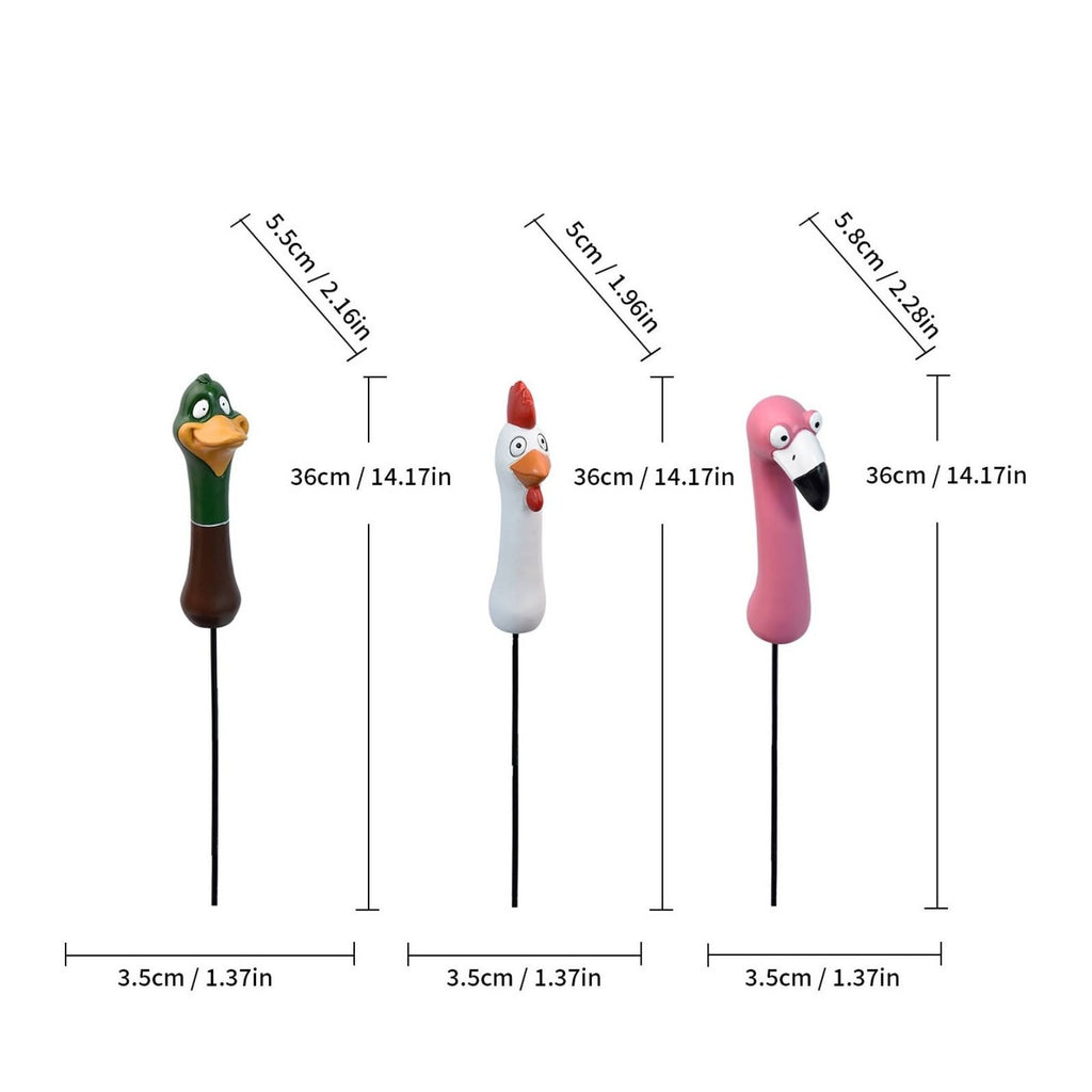 Fauna Head Stake Decor Cute Fauna Sculpture Stake Weather-Resistant for Yard