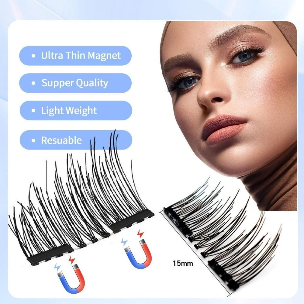 Magnetic Eyelashes No Glue Half Eye 2 Magnets Reusable Eyelashes with Tweezers