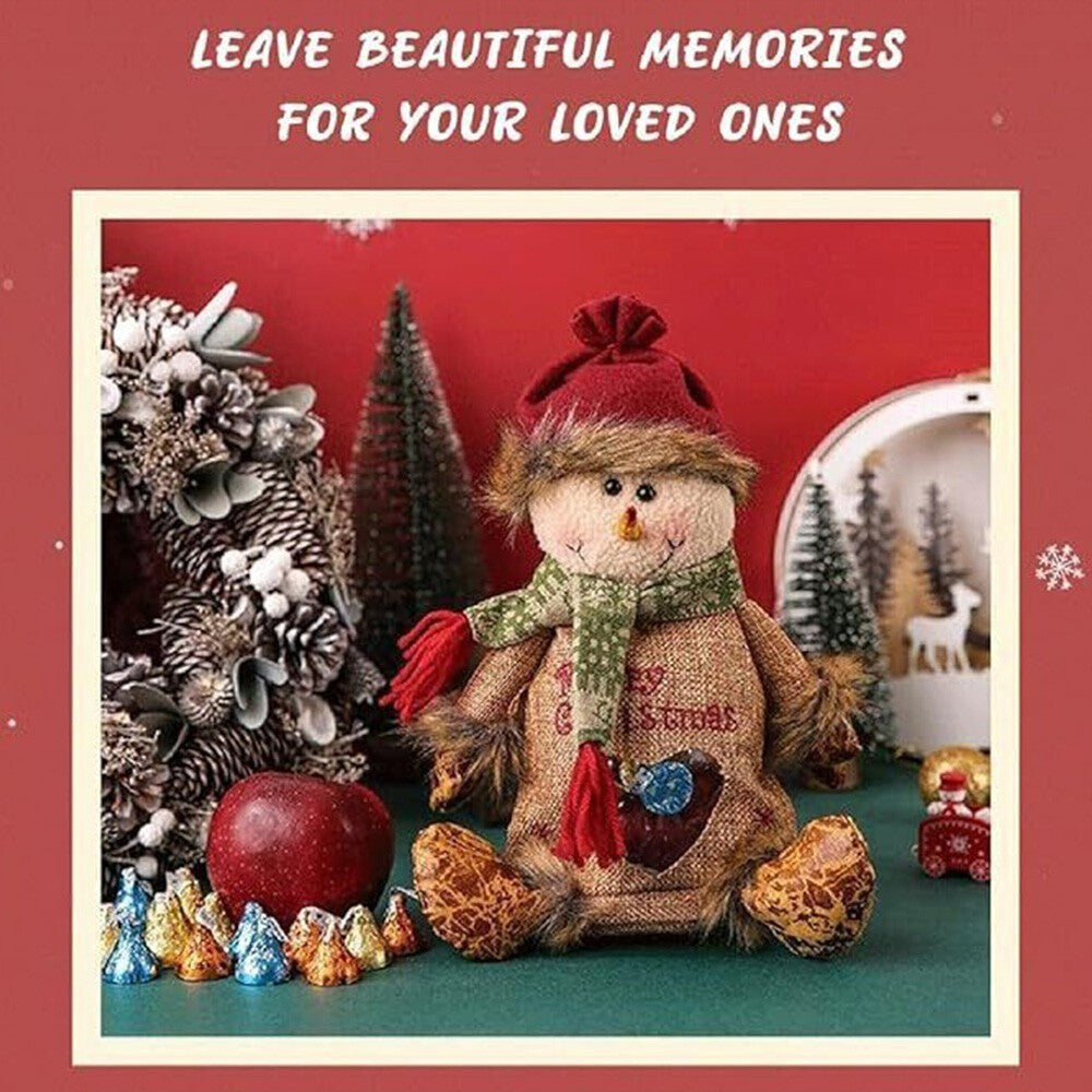 3D Packaging Snowman Santa Claus Present Bag Xmas Decor Apple Gift Zipper Bag 1x